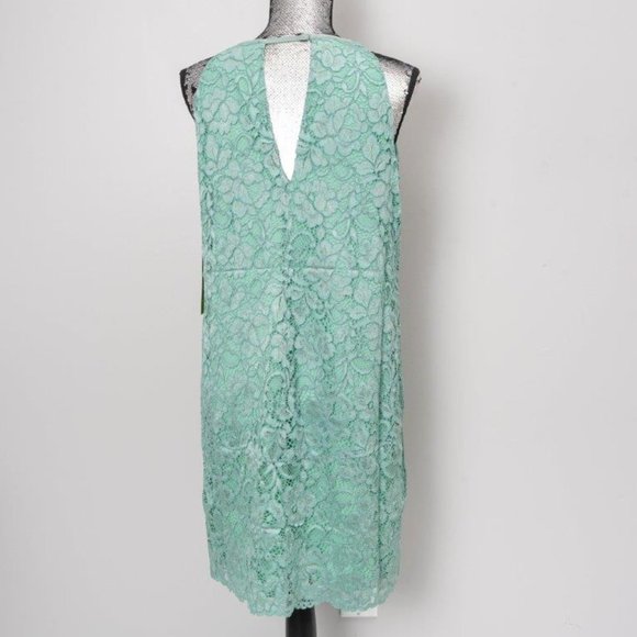 NWT Sam Edelman Green Lace Choker-Cutout Shift Dress - M - Picture 7 of 8